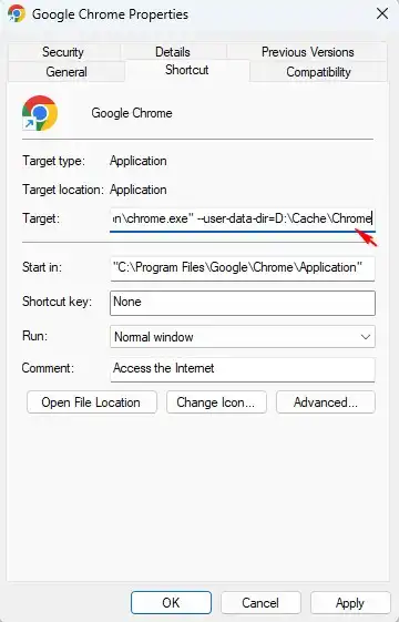 memindahkan cache google chrome