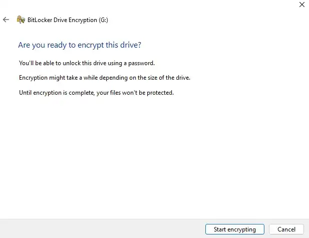 aktifkan bitlocker - Start encrypting