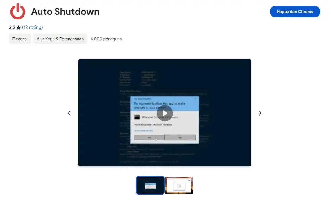 ekstensi chrome shutdown otomatis
